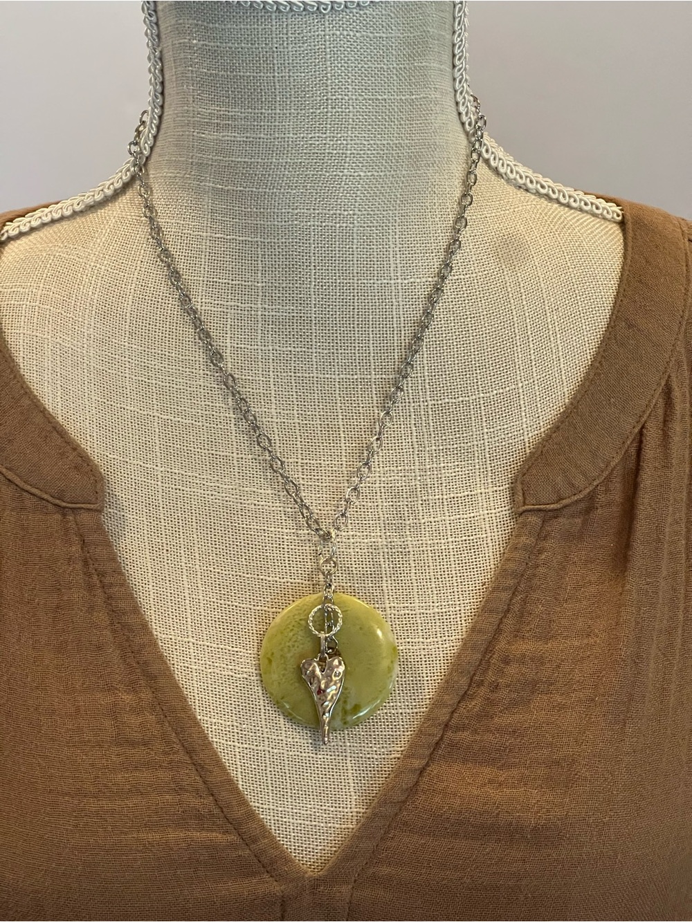 Serpentine Donut Pendant Necklace